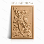 Fichier CNC & impression 3D Archange Michel combattant le démon, épée et bouclier, haute qualité relief STL