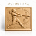 Fichier CNC & impression 3D softball féminin, joueuse frappant balle, haute qualité relief STL