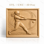 Fichier CNC & impression 3D softball féminin, joueuse frappant balle, haute qualité relief STL