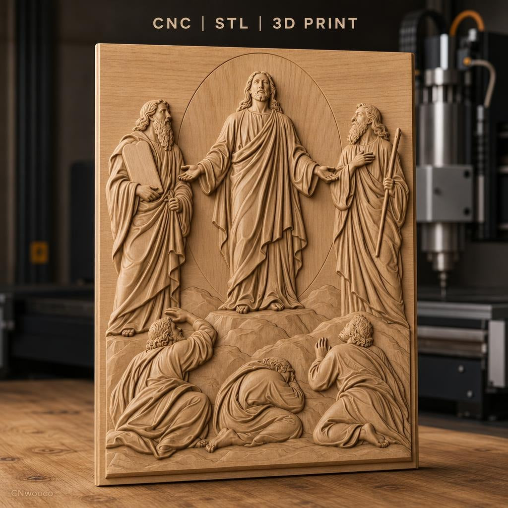 Fichier CNC & impression 3D scène religieuse Jésus et apôtres, haute qualité relief STL