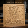Fichier CNC & impression 3D Le Baiser de Klimt, couple enlacé, motifs floraux et géométriques haute qualité relief STL