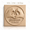 Fichier CNC & impression 3D Grandparents, mains formant coeur, texte love never ends, haute qualité relief STL