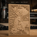 Fichier CNC & impression 3D cerfs, sapins, cabane, lanterne, poinsettia, bois, haute qualité relief STL