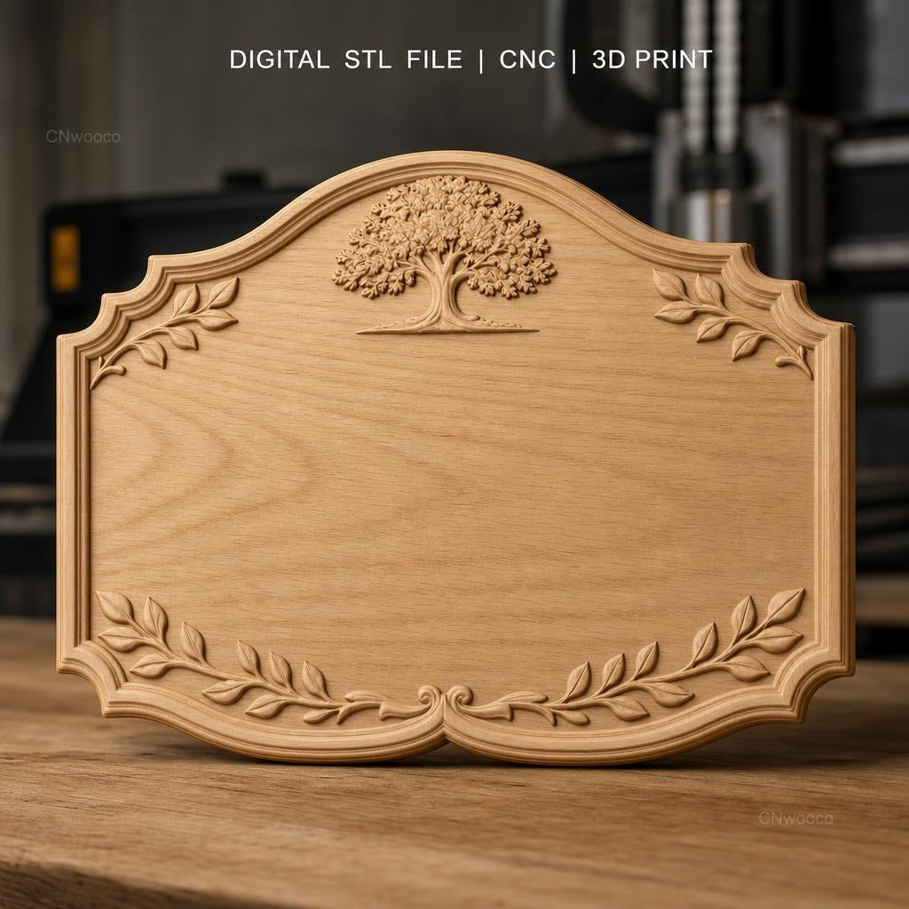 Fichier CNC & impression 3D enseigne murale décorative arbre et feuillages, STL très haute qualité