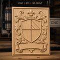 Fichier CNC & impression 3D blason héraldique, feuilles ornementales et bannière, haute qualité relief STL