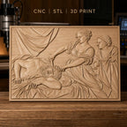 Fichier CNC & impression 3D scène biblique Judith décapite Holopherne, drapés et émotions, haute qualité relief STL