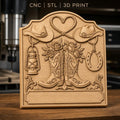 Fichier CNC & impression 3D thème western, bottes de cow-boy, chapeaux, lasso en forme de cœur, lanterne et fer à cheval, haute qualité relief STL
