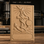 Fichier CNC & impression 3D ancre, croix, colombe et vagues, haute qualité relief STL