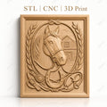 Fichier CNC & impression 3D cheval, fer à cheval, écurie, relief style western haute qualité relief STL