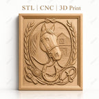 Fichier CNC & impression 3D cheval, fer à cheval, écurie, relief style western haute qualité relief STL
