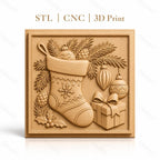 Fichier CNC & impression 3D Noël, chaussette de Noël, décorations, cadeau, haute qualité relief STL