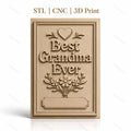 Fichier CNC & impression 3D meilleure grand-mère, fleurs et cœur en relief, haute qualité relief STL