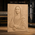 Fichier CNC & impression 3D Mona Lisa, portrait classique avec arrière-plan paysage, haute qualité relief STL