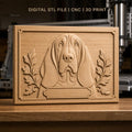 Fichier CNC & impression 3D Chien Basset, portrait en relief avec feuilles décoratives, haute qualité relief STL