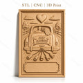 Fichier CNC & impression 3D mariage, voiture just married avec cloches, haute qualité relief STL