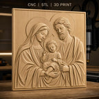 Fichier CNC & impression 3D Sainte Famille, Vierge Marie, Jésus enfant et Saint Joseph, haute qualité relief STL