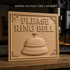 Fichier CNC & impression 3D plaque Please Ring Bell, sonnette et ornements art déco, haute qualité relief STL