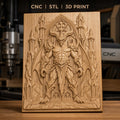 Fichier CNC & impression 3D démon démoniaque avec ailes et portail gothique, haute qualité relief STL