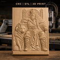 Fichier CNC & impression 3D roi viking sur trône avec loup, haute qualité relief STL
