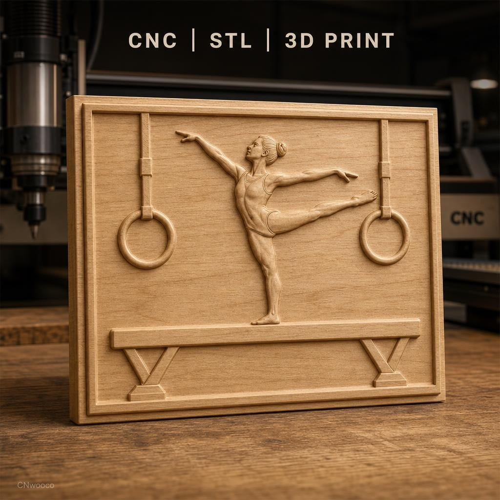 Fichier CNC & impression 3D Gymnastique enfant, cheval d'arçon et anneaux, haute qualité relief STL