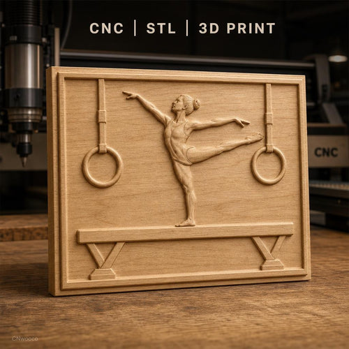 Fichier CNC & impression 3D Gymnastique enfant, cheval d'arçon et anneaux, haute qualité relief STL