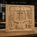 Fichier CNC & impression 3D atelier de forgeron, épée, enclume, feu et outils, haute qualité relief STL
