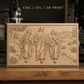 Fichier CNC & impression 3D scène biblique Jésus et disciples, paysage ancien relief, haute qualité relief STL