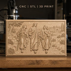 Fichier CNC & impression 3D scène biblique Jésus et disciples, paysage ancien relief, haute qualité relief STL