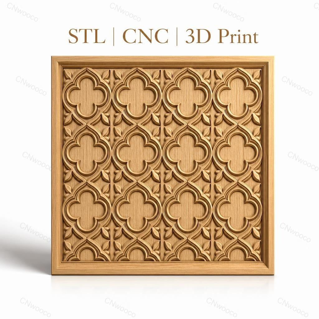 Fichier CNC & impression 3D motif gothique, relief floral stylisé, haute qualité relief STL
