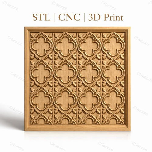 Fichier CNC & impression 3D motif gothique, relief floral stylisé, haute qualité relief STL