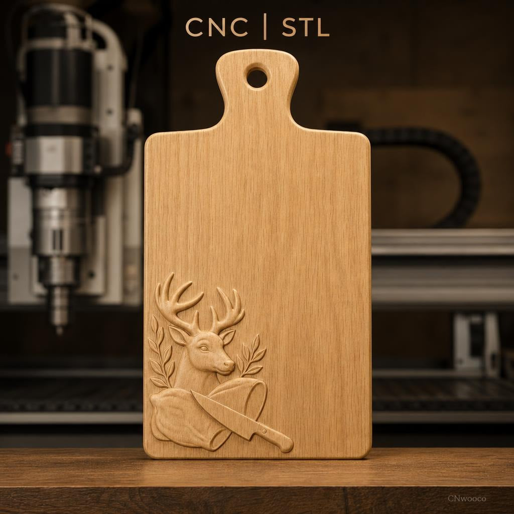 Fichier CNC découpe à lame de cerf et viande bas-relief pour sculpture sur bois, STL