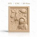 Fichier CNC & impression 3D espace, astronaute, fusée, planètes, haute qualité relief STL
