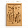 Fichier CNC & impression 3D crucifixion de Jésus, personnages religieux et soldats romains, haute qualité relief STL