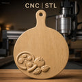 Fichier CNC pizza, tomate et basilic, bas-relief pour sculpture sur bois, STL