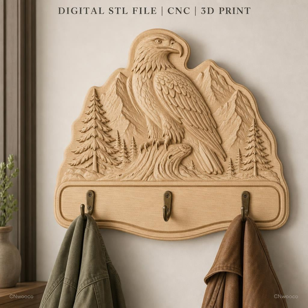 Fichier CNC & impression 3D enseigne aigle dans la montagne, STL très haute qualité