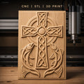 Fichier CNC & impression 3D Croix celtique avec poissons, motif entrelacé haute qualité relief STL
