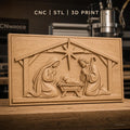 Fichier CNC & impression 3D scène de la Nativité, crèche avec Marie Joseph et bébé Jésus, haute qualité relief STL