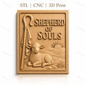 Fichier CNC & impression 3D berger d'âmes, agneau, bâton de berger et lever de soleil, haute qualité relief STL