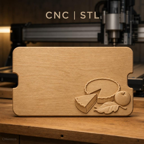 Fichier CNC tarte pomme feuille bas-relief pour sculpture sur bois, STL