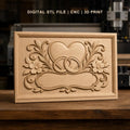 Fichier CNC & impression 3D thème amour, cœur, alliances, fleurs, cadres ornementaux, haute qualité relief STL