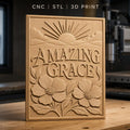Fichier CNC & impression 3D Amazing Grace, soleil levant et fleurs, haute qualité relief STL