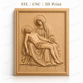 Fichier CNC & impression 3D Piéta, Vierge Marie tenant Jésus mort, haute qualité relief STL
