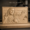 Fichier CNC & impression 3D Jésus Christ, trois croix sur colline, haute qualité relief STL