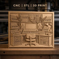 Fichier CNC & impression 3D studio musique électronique, synthétiseurs, clavier, casque, siège haute qualité relief STL