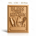Fichier CNC & impression 3D thème cuisine, ustensiles de cuisine, tablier, rouleau à pâtisserie relief haute qualité relief STL