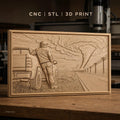 Fichier CNC & impression 3D Tornade, homme et camion sur la route, haute qualité relief STL