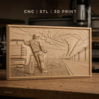 Fichier CNC & impression 3D Tornade, homme et camion sur la route, haute qualité relief STL