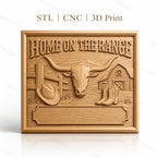 Fichier CNC & impression 3D thème western, tête de taureau, chapeau cowboy, bottes, grange, haute qualité relief STL