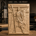 Fichier CNC & impression 3D guerrière samouraï, armure et porte traditionnelle, haute qualité relief STL