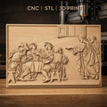 Fichier CNC & impression 3D scène biblique Jésus et apôtres à la table, haute qualité relief STL